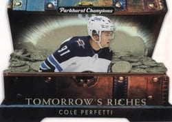 2022-23 Parkhurst Champions Tomorrow's Riches Cole Perfetti #TR-20 card