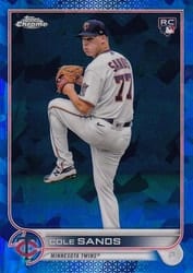 2022 Topps Chrome Update Sapphire Edition Base Set Cole Sands #US208 card