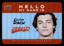 2025-26 Upper Deck MVP Hello My Name Is Stickers Colton Dach #HNI-2 card