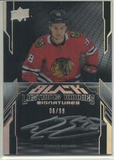 2023-24 SPx UD Black Lustrous Rookie Signatures Connor Bedard #LRA-CB card