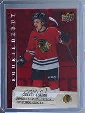 2023-24 Upper Deck Rookie Debut Red Image Variant Achievement Connor Bedard #1 card