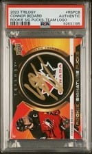 2023-24 Upper Deck Trilogy Rookie Signature Pucks Connor Bedard #RSP-CB card