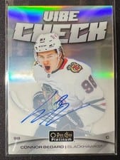2025-26 O-Pee-Chee Platinum Vibe Check Rainbow Auto Connor Bedard #VC-8 card