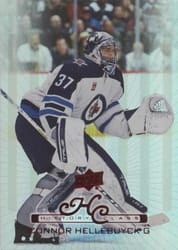 2022-23 Upper Deck 1999-00 Upper Deck Retro History Class Connor Hellebuyck #HC-50 card