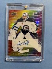 2023-24 Upper Deck Allure Color Flow Full Rainbow Auto Connor Hellebuyck #CFA-CH card
