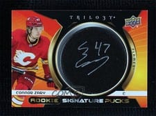 2023-24 Upper Deck Trilogy Rookie Signature Pucks Connor Zary #RSP-CZ card