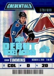 2019-20 Upper Deck Credentials Base Set Conor Timmins #98 card