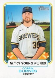 2022 Topps Heritage Award Winners Corbin Burnes #AW-4 card
