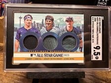 2023 Topps Update All-Star Stitches Triple Corbin Carroll / Adley Rutschman / Josh Jung #ASST-CRJ card