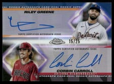 Corbin Carroll / Riley Greene 2023 Topps Chrome Dual Rookie Autographs card