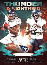 2019 Panini Playoff Thunder & Lightning Corey Davis / Derrick Henry #9 card