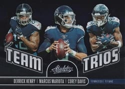 2019 Panini Absolute Team Trios Corey Davis / Derrick Henry / Marcus Mariota #TT-TT card