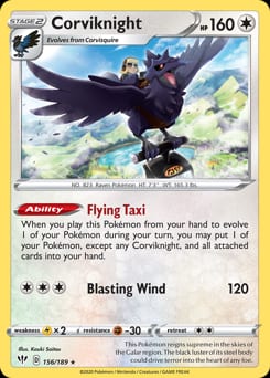 2020 Darkness Ablaze Corviknight #156 card