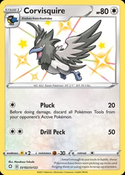 2021 Shining Fates Shiny Vault Corvisquire #SV102 card