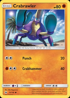 Sun & Moon Crabrawler #72 card
