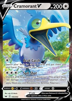 2020 Sword & Shield Cramorant V #155 card