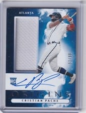 2021 Panini Chronicles Origins Rookie Jumbo Material Autographs Cristian Pache #OJA-CP card