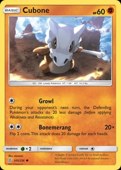 2019 Unified Minds Cubone #105 card