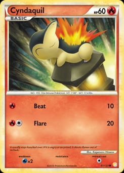 2010 HeartGold & SoulSilver Cyndaquil #61 card