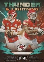 2019 Panini Playoff Thunder & Lightning Damien Williams / Patrick Mahomes II #14 card