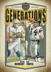 2022 Panini Legacy Generations Dan Fouts / Justin Herbert #G-5 card
