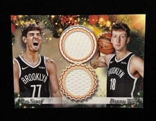 2025-26 Topps Holiday Dual Player Relics Danny Wolf / Ben Saraf #DPR-BS card