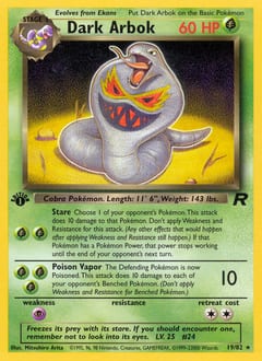 2000 Team Rocket Dark Arbok #19 card