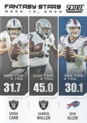 2021 Score Fantasy Stars Darren Waller / Derek Carr / Josh Allen #FS15 card