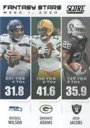 2021 Score Fantasy Stars Davante Adams / Josh Jacobs / Russell Wilson #FS1 card