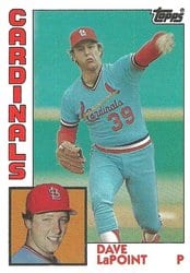 1984 Topps Base Set Dave LaPoint #627 card
