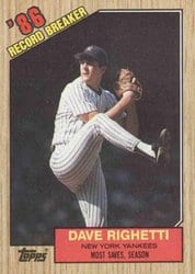 1987 Topps Base Set Dave Righetti #5 card