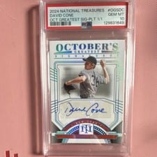 2024 Panini National Treasures October's Greatest Signatures David Cone #1 card
