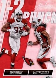 2018 Panini Absolute 1-2 Punch David Johnson / Larry Fitzgerald #OTP-DL card