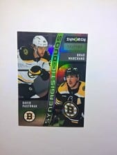 2023-24 Upper Deck Synergy Synergistic Duos David Pastrnak/Brad Marchand #SD-9** card