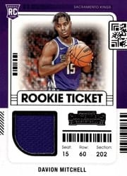 2021-22 Panini Contenders Rookie Ticket Swatches Davion Mitchell #RTS-DMI card