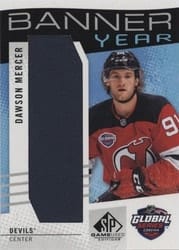 2025-26 SP Game Used 2024 Global Series Devils vs. Sabres Banner Year Relics Dawson Mercer #BYGSC-DM card