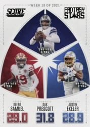 2022 Score Fantasy Stars Deebo Samuel / Dak Prescott / Austin Ekeler #FS18 card