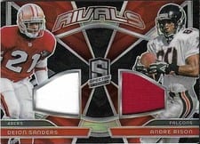 2024 Panini Spectra Rivals Relics Deion Sanders / Andre Rison #RVL-DSAR card