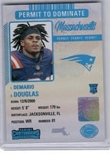 2023 Panini Contenders Permit to Dominate Demario Douglas #9 card