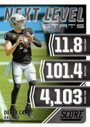 2021 Score Next Level Stats Derek Carr #NL5 card
