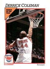 1991-92 Hoops Base Set Derrick Coleman #134 card