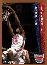 1992-93 Fleer Base Set Derrick Coleman #143 card