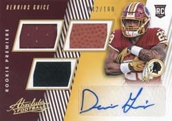 2018 Panini Absolute Base Set Derrius Guice #157 card