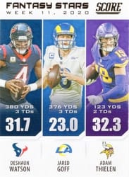2021 Score Fantasy Stars Deshaun Watson / Jared Goff / Adam Thielen #FS11 card