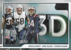 2020 Score 3D Devin McCourty / Jamie Collins / Stephon Gilmore #3D-SJD card
