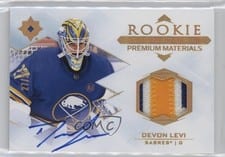 2023-24 Upper Deck Ultimate Collection Rookie Signature Premium Materials Devon Levi #RSM-DL card