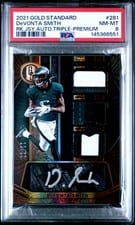2021 Panini Gold Standard Rookie Jersey Autographs Triple DeVonta Smith #281 card