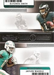 2021 Panini Contenders Round Numbers DeVonta Smith / Jaylen Waddle #RN-DSM card