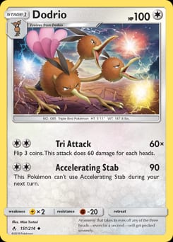 Unbroken Bonds Dodrio #151 card