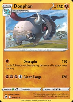 2022 Silver Tempest Donphan #92 card